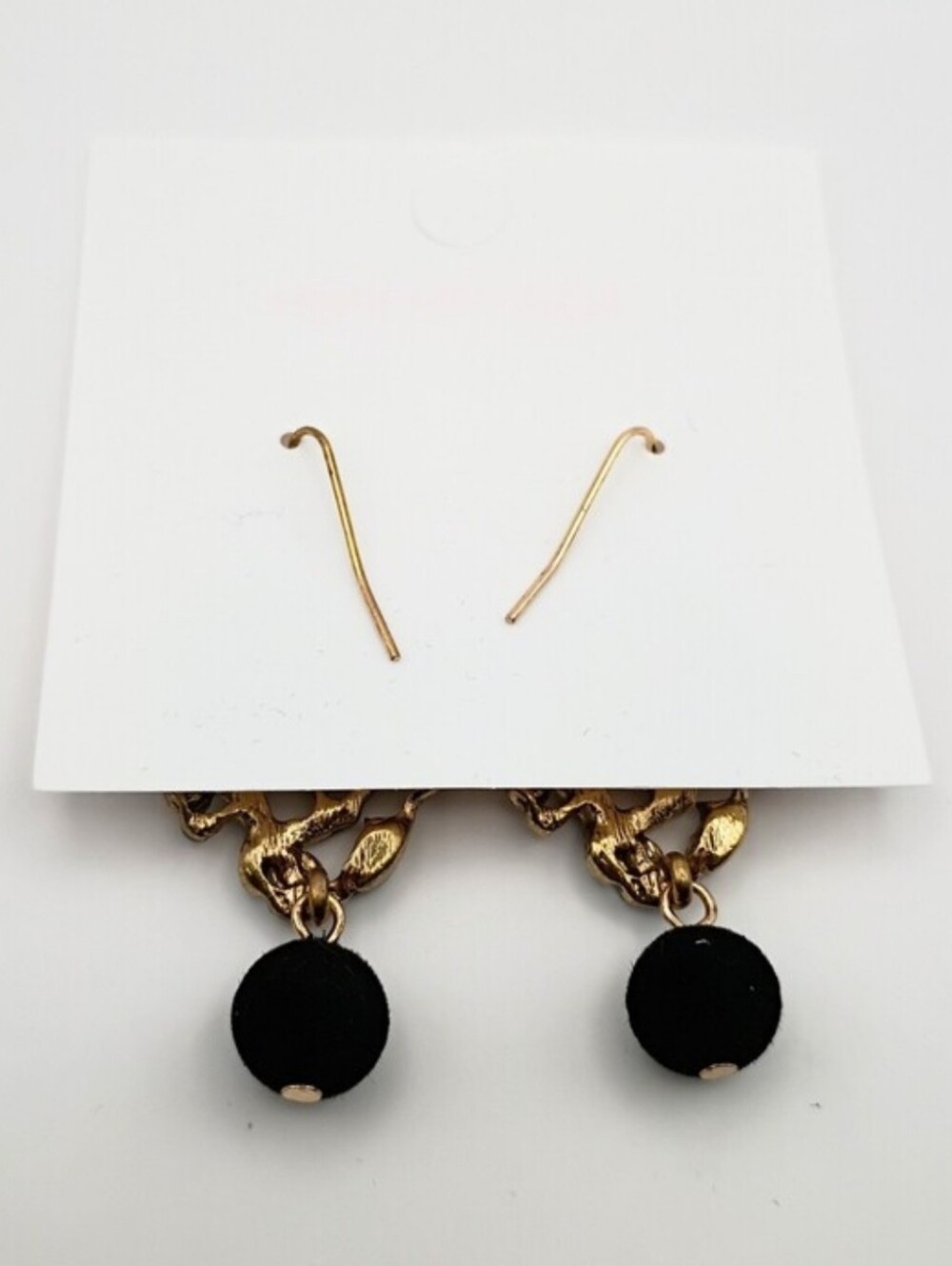 Joe Fresh Turquoise Coral Branch Drop Earrings with Black Bead - Picture 3 of 3